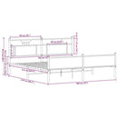 vidaXL barna tölgy színű fém ágykeret matrac nélkül 183 x 213 cm