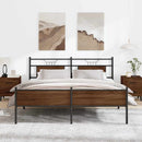 vidaXL barna tölgy színű fém ágykeret matrac nélkül 183 x 213 cm