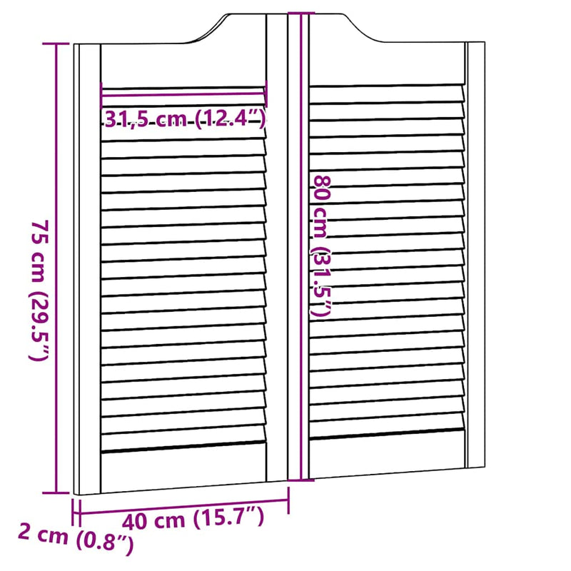 vidaXL fehér lengőajtók lamellás kialakítású 2 pár 80x80 cm