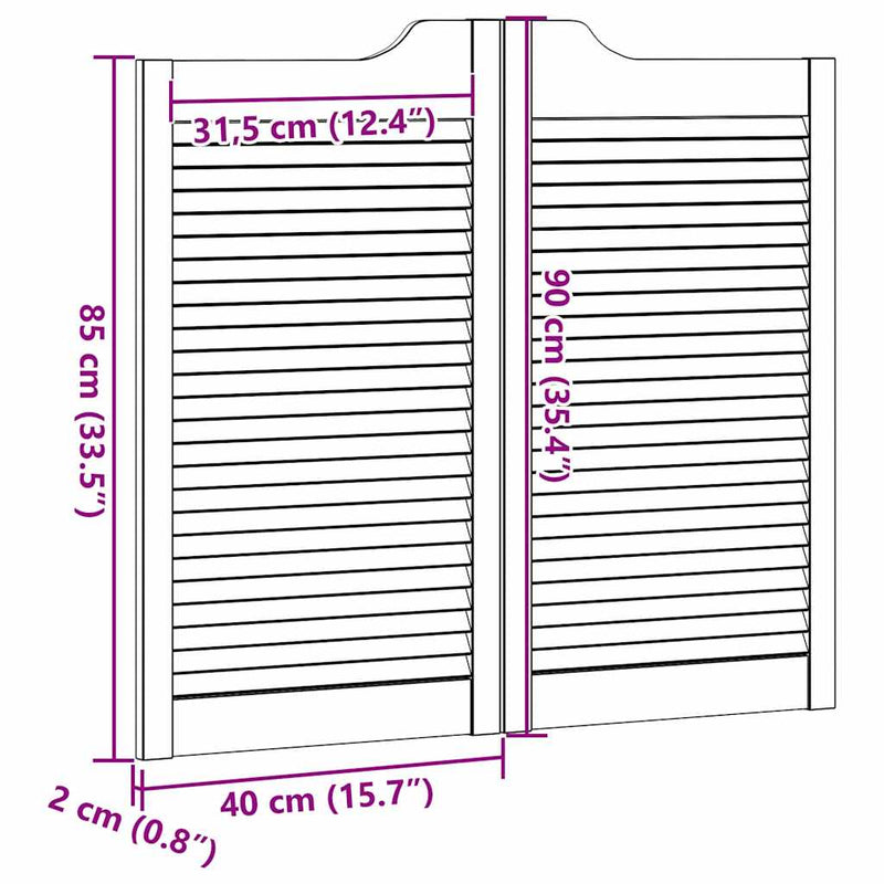 vidaXL fehér lengőajtók lamellás kialakítású 2 pár 90x80 cm