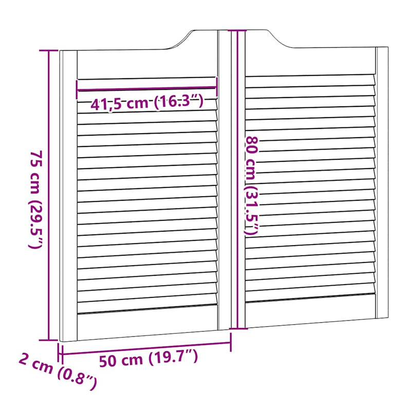 vidaXL fehér lengőajtók lamellás kialakítású 2 pár 80x100 cm