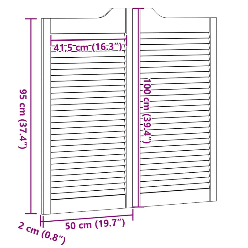 vidaXL fehér lengőajtók lamellás kialakítású 2 pár 100x100 cm