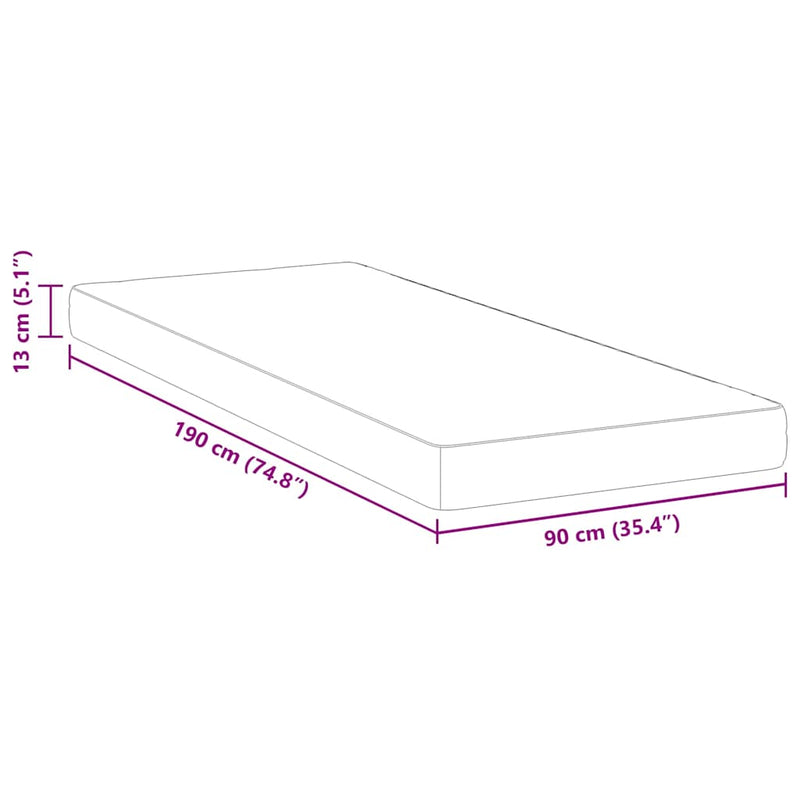 vidaXL Matrac Fehér 90 x 190 cm Gél Memóriahab