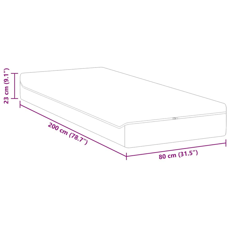 vidaXL Matrac Fehér és Szürke 80 x 200 cm Zsebmátrac