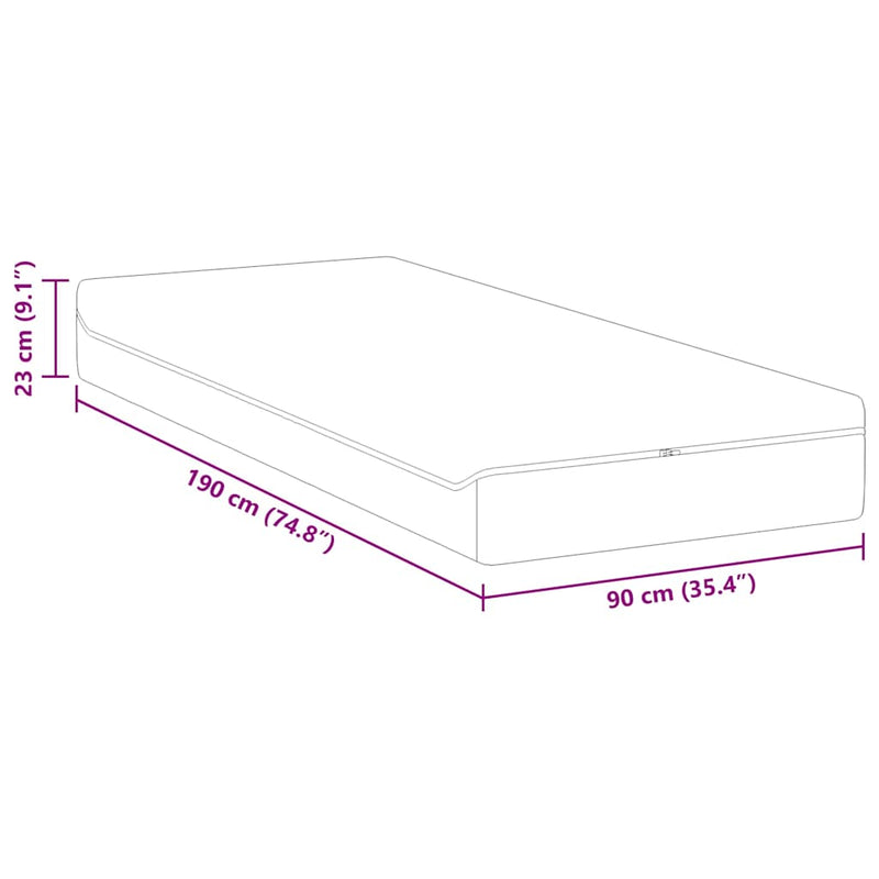 vidaXL Matrac Fehér és Szürke 90 x 190 cm Zsebmátrac