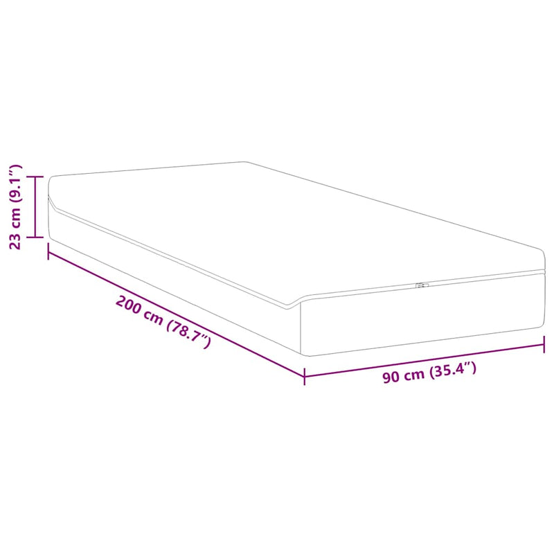 vidaXL Matrac Fehér és Szürke 90 x 200 cm Zsebmátrac