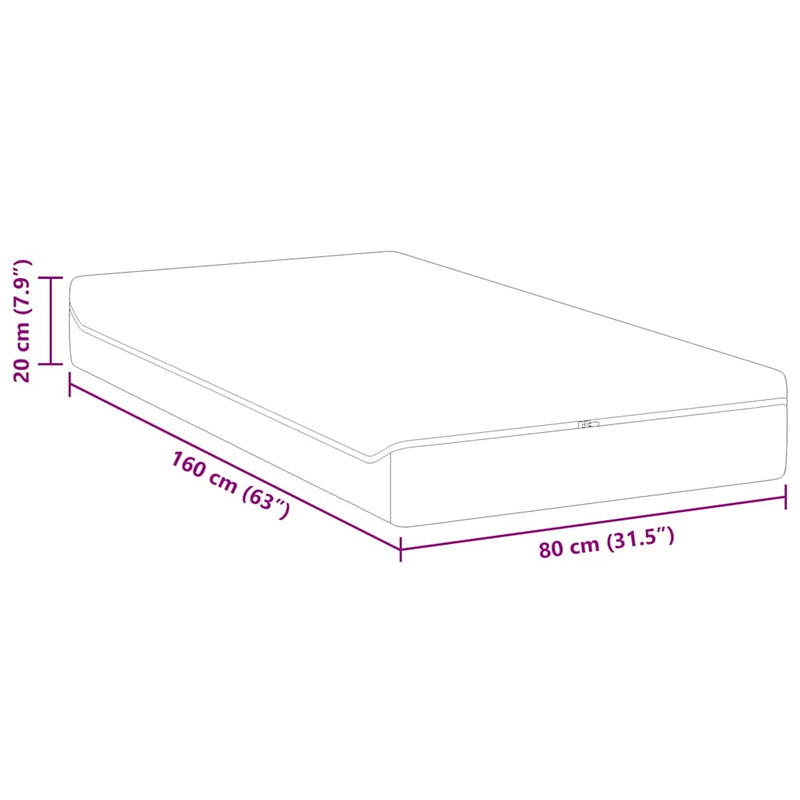 vidaXL Matrac Fehér és Szürke 80 x 160 cm Zsebmátrac