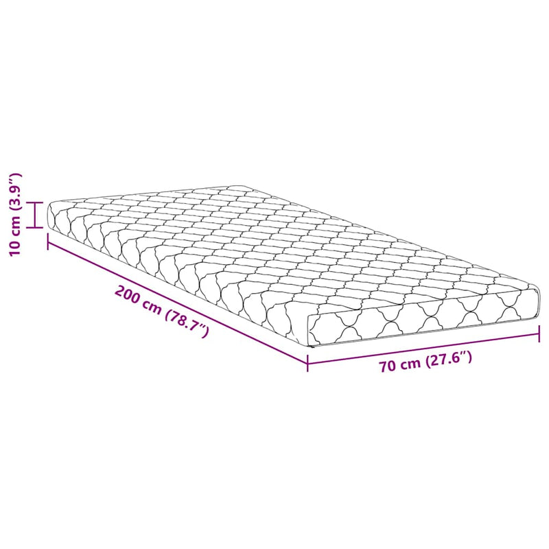 vidaXL Matrac kókuszréteggel Fehér 160 x 80 cm PU hab