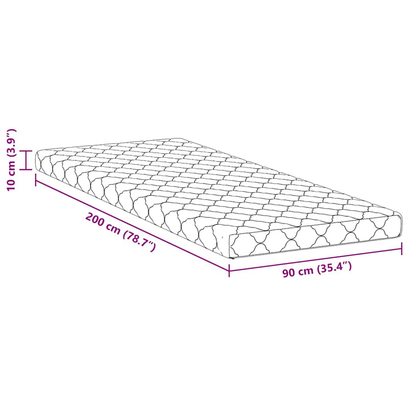 vidaXL Matrac kókuszréteggel Fehér 200 x 90 cm PU hab