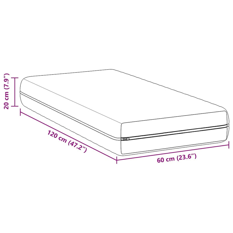 vidaXL Matrac kókuszréteggel Fehér 60 x 120 cm Zsebmátrac