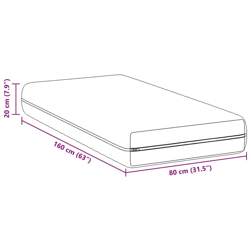 vidaXL Matrac kókuszréteggel Fehér 80 x 160 cm Zsebmátrac