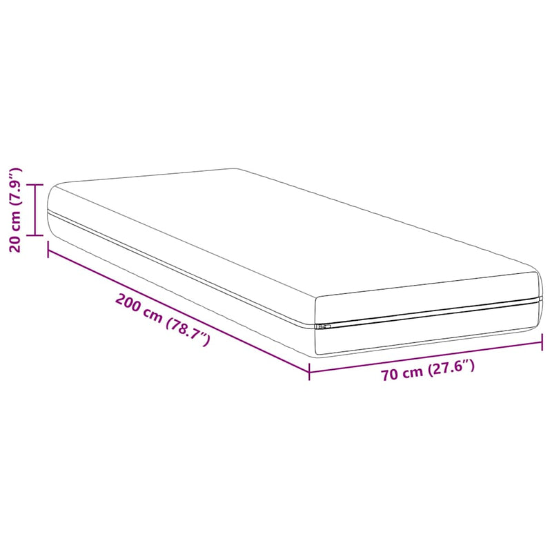 vidaXL Matrac kókuszréteggel Fehér 70 x 200 cm Zsebmátrac