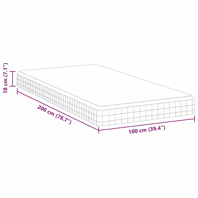 vidaXL Matrac Fehér és Szürke 100 x 200 cm Bonell Rugó