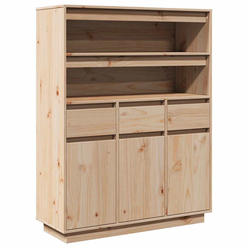 vidaXL tömör fenyőfa magasszekrény 89x34x116,5 cm