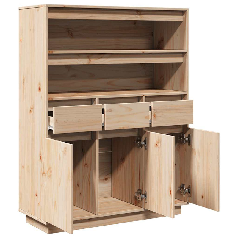 vidaXL tömör fenyőfa magasszekrény 89x34x116,5 cm