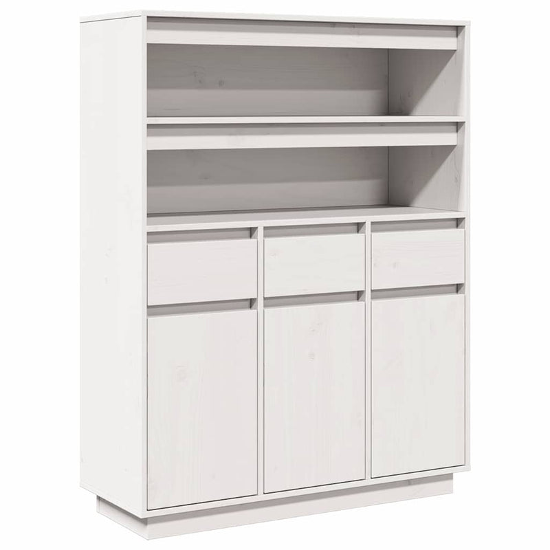 vidaXL fehér tömör fenyőfa magasszekrény 89x34x116,5 cm
