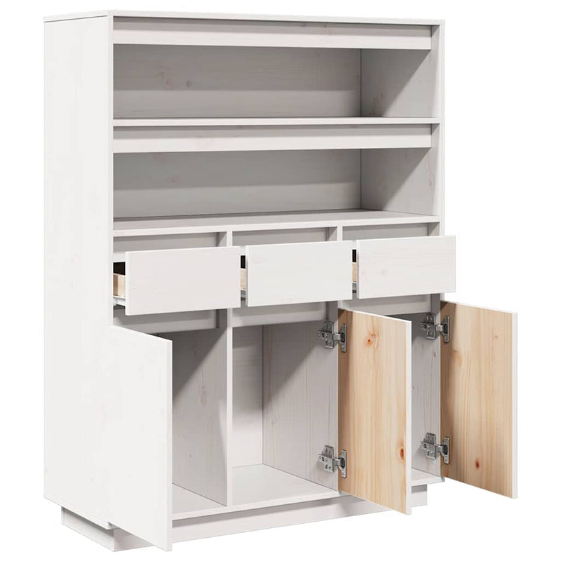 vidaXL fehér tömör fenyőfa magasszekrény 89x34x116,5 cm