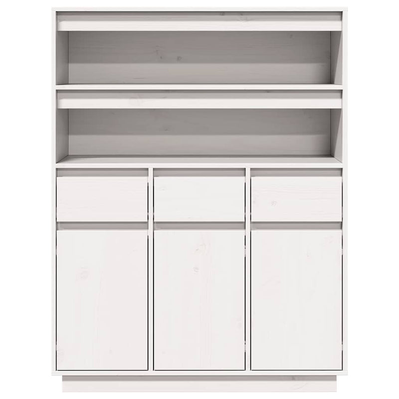 vidaXL fehér tömör fenyőfa magasszekrény 89x34x116,5 cm