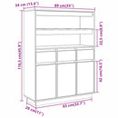 vidaXL fehér tömör fenyőfa magasszekrény 89x34x116,5 cm