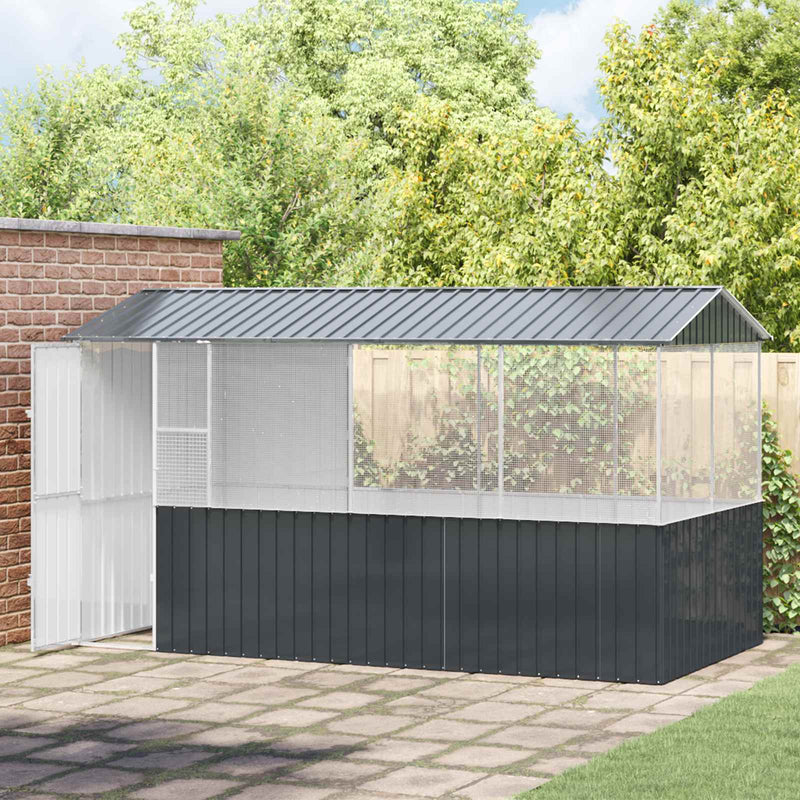 vidaXL Madár kalitka Antracit 410 x 210 x 230 cm Horganyzott acél