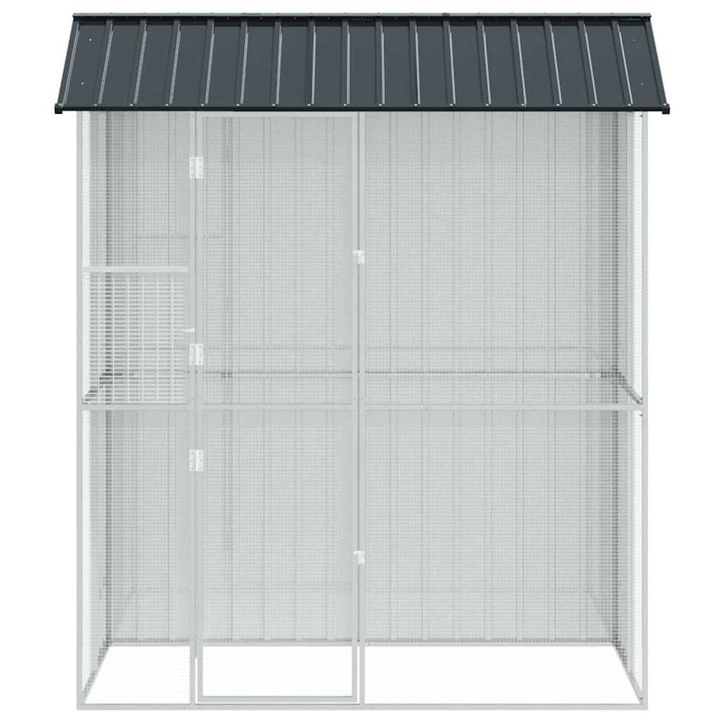 vidaXL Madár kalitka Antracit 215 x 110 x 247 cm Horganyzott acél