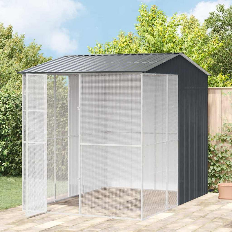 vidaXL Madár kalitka Antracit 215 x 310 x 247 cm Horganyzott acél