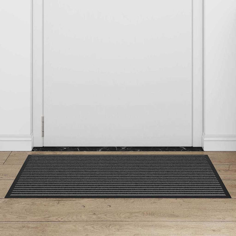 vidaXL Ajtószőnyeg Fekete és Szürke 60 x 90 cm Polipropilén és PVC