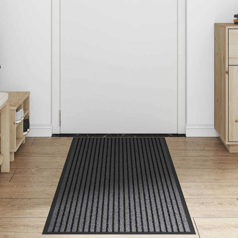 vidaXL Ajtószőnyeg Fekete és Szürke 60 x 150 cm Polipropilén és PVC