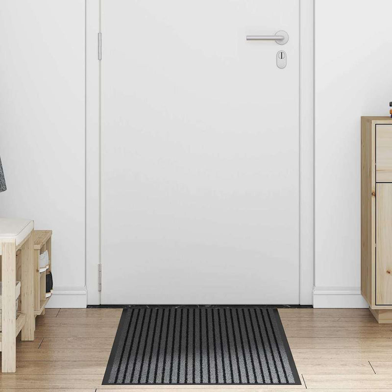 vidaXL Ajtószőnyeg Fekete és Szürke 60 x 150 cm Polipropilén és PVC