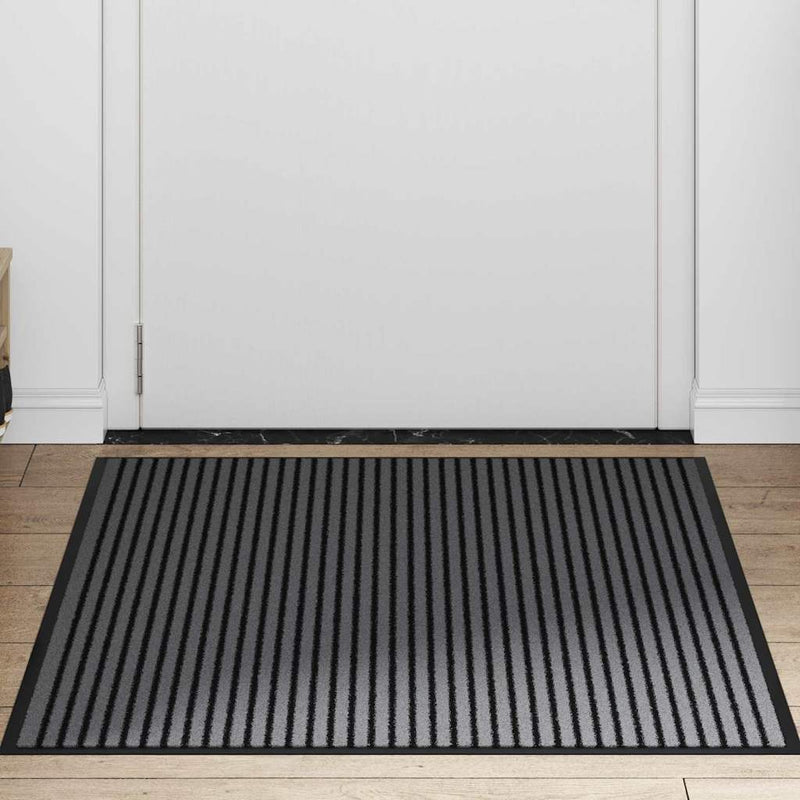 vidaXL Ajtószőnyeg Fekete és Szürke 80 x 120 cm Polipropilén és PVC
