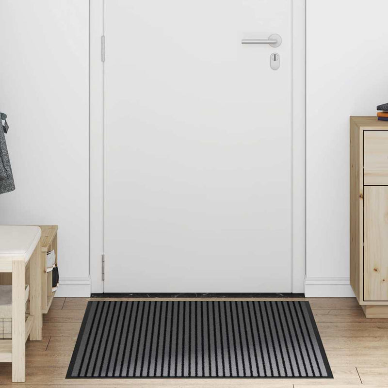 vidaXL Ajtószőnyeg Fekete és Szürke 80 x 120 cm Polipropilén és PVC