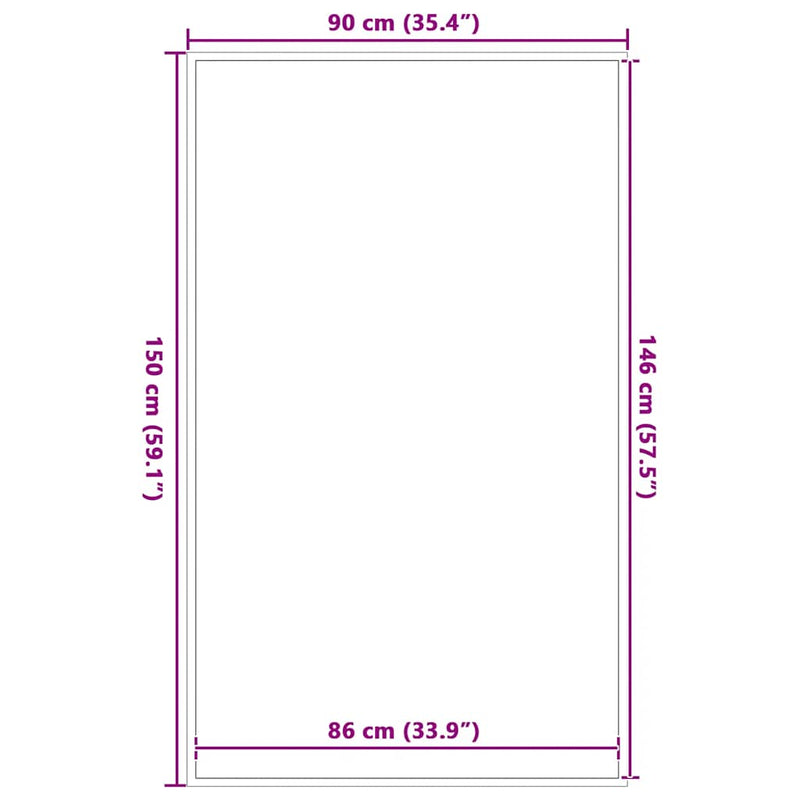 vidaXL lábtörlő csíkos fekete és szürke 90x150 cm