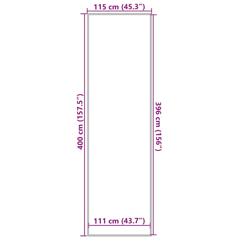 vidaXL lábtörlő csíkos fekete és szürke 115x400 cm