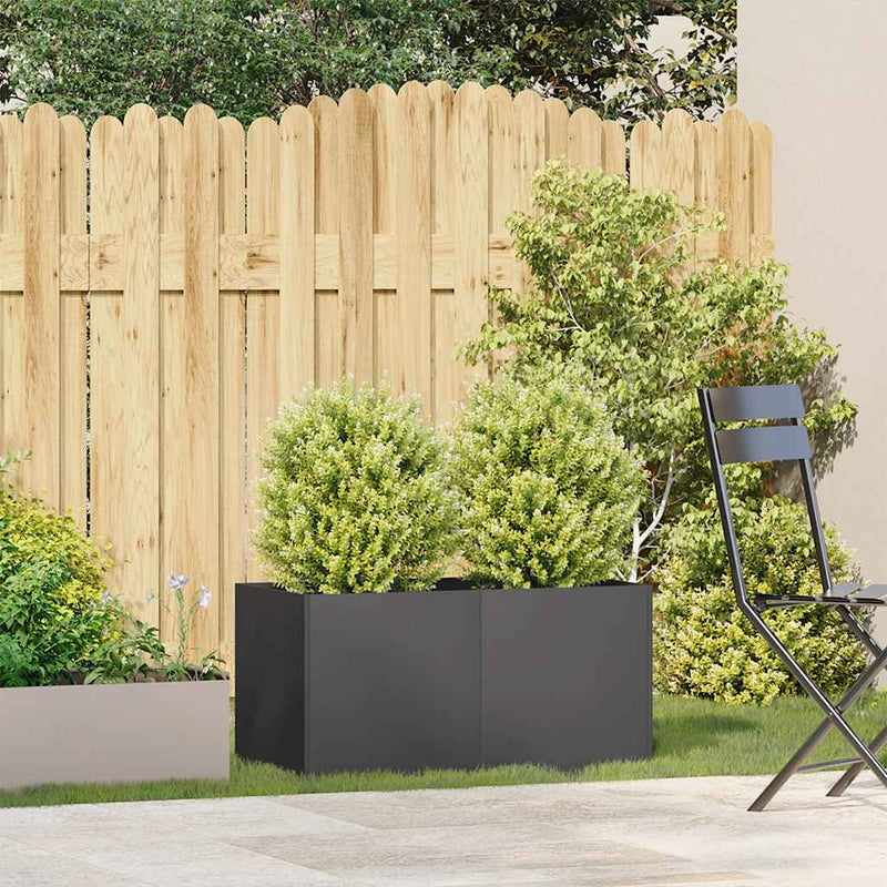 vidaXL fekete hidegen hengerelt acél növénytartó 80x40x40 cm