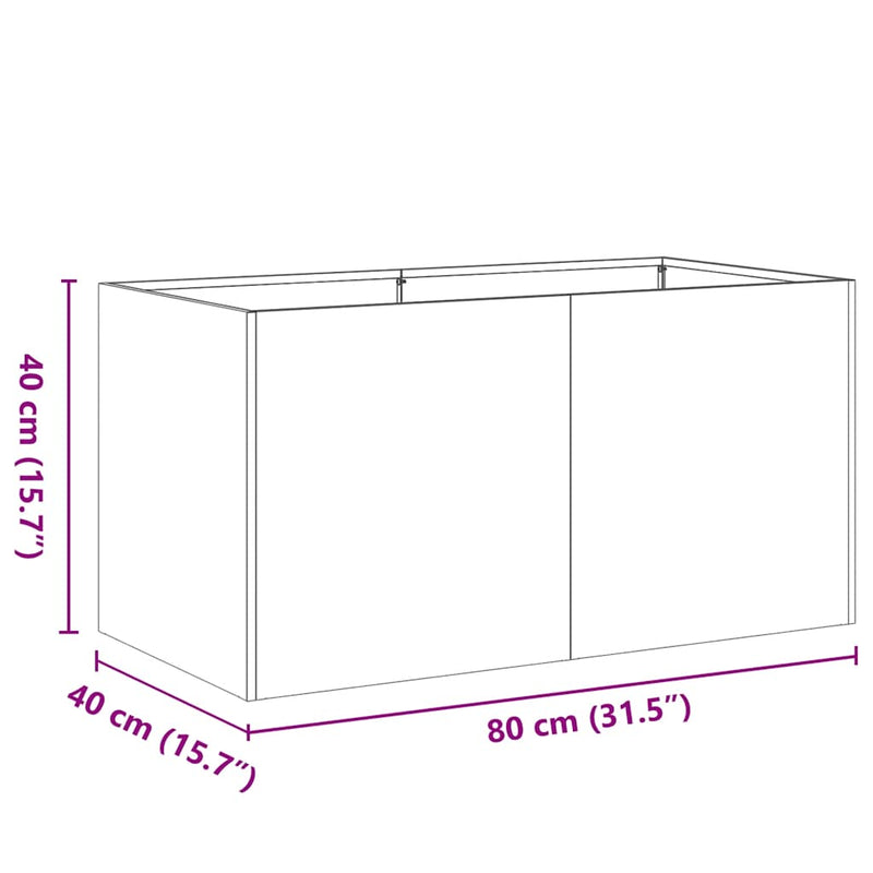 vidaXL növénytartó olívazöld 80x40x40 cm hidegen hengerelt acél