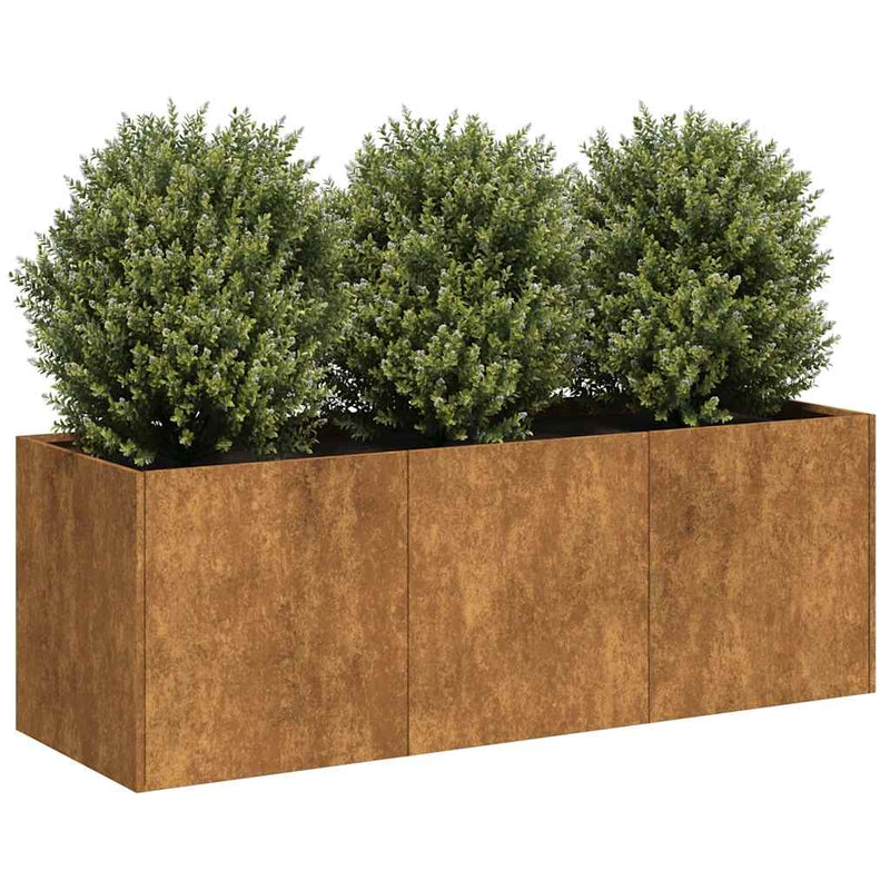 vidaXL növénytartó rozsdás 120x40x40 cm időjárásálló acélból