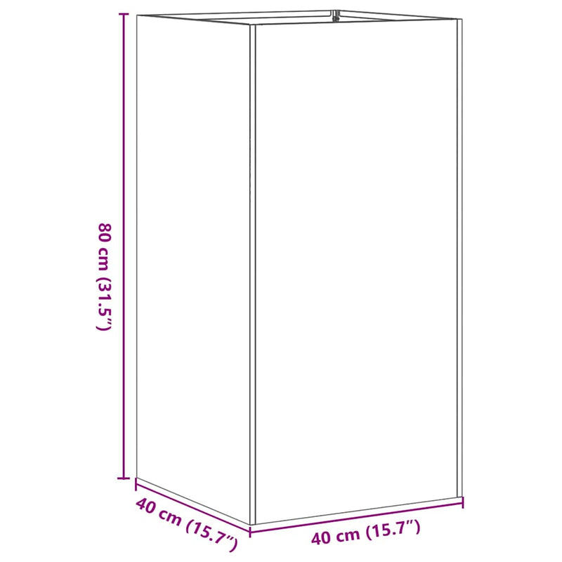 vidaXL ültető rozsdás 40x40x80 cm időjárásálló acélból