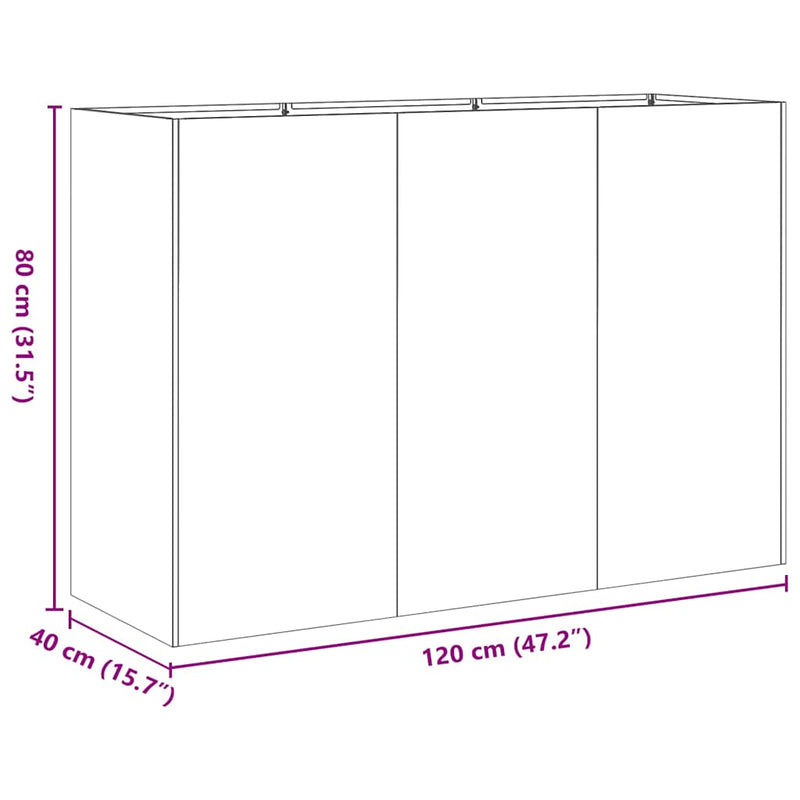 vidaXL növénytartó antracitszürke 120x40x80 cm hidegen hengerelt acél