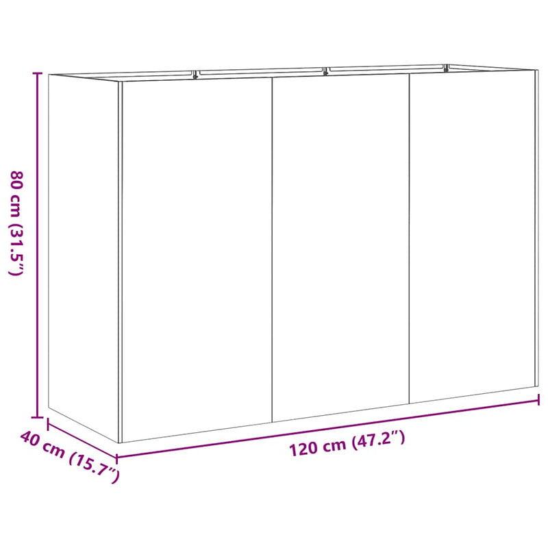 vidaXL ültetvény olívazöld 120x40x80 cm hidegen hengerelt acélból