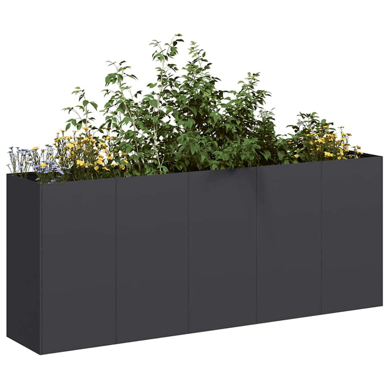 vidaXL ültetvény fekete 200x40x80 cm hidegen hengerelt acélból