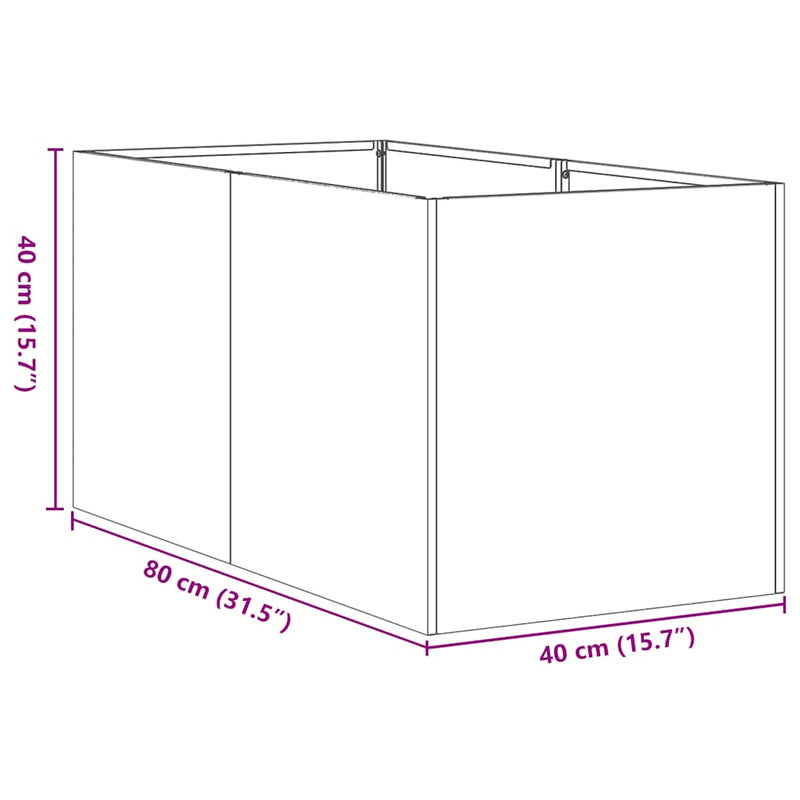 vidaXL ültető rozsdás 40x80x40 cm időjárásálló acélból