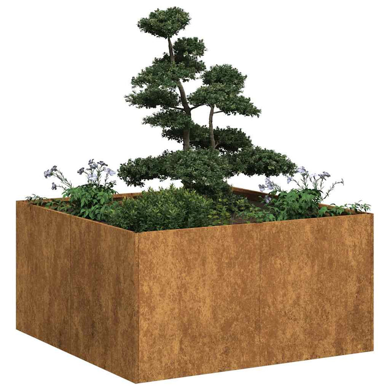 vidaXL ültető rozsdás 80x80x40 cm időjárásálló acélból