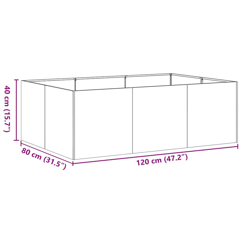 vidaXL ültetőtartó fekete 120x80x40 cm acél