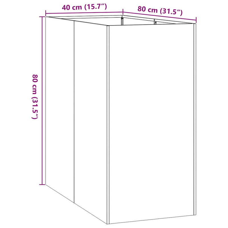 vidaXL ültetvény fekete 40x80x80 cm acél