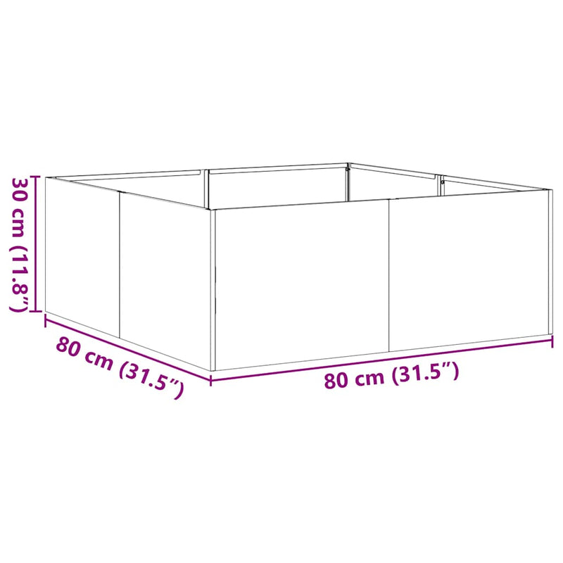 vidaXL horganyzott acél növénytartó 80x80x30 cm