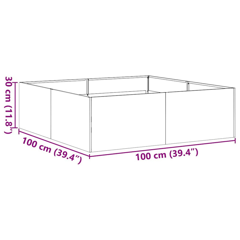 vidaXL ültetvény fekete 100x100x30 cm acél