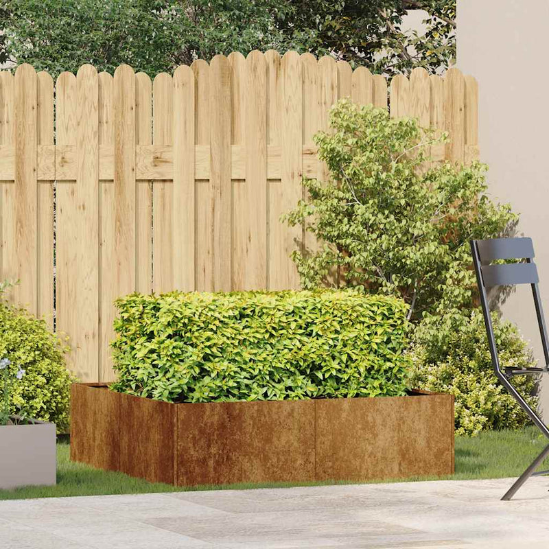 vidaXL ültető rozsdás 100x100x30 cm időjárásálló acélból