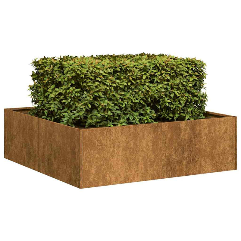 vidaXL ültető rozsdás 100x100x30 cm időjárásálló acélból