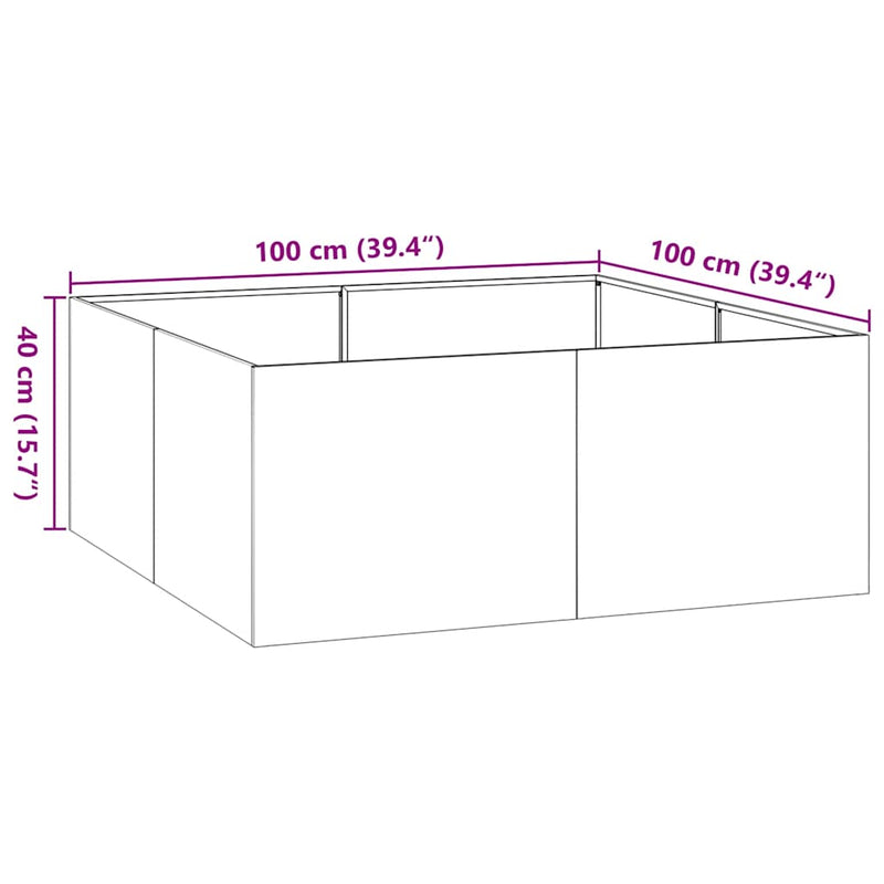 vidaXL ültetvény fekete 80x80x80 cm Acél