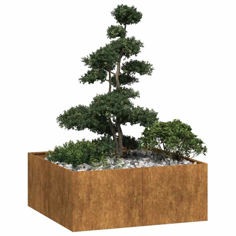 vidaXL ültető rozsdás 100x100x40 cm időjárásálló acélból
